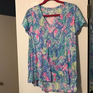 EUC Lilly Pulitzer Etta V-Neck M in Mermaids Cove